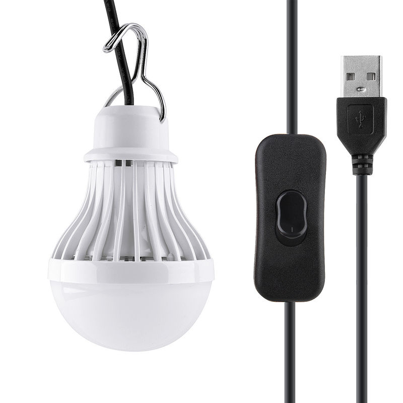 5W USB Switch Dimmable LED Light Bulbs Portable Hook Design For Camping